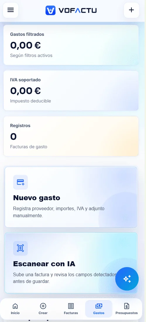 Interfaz de Gastos VoFactu